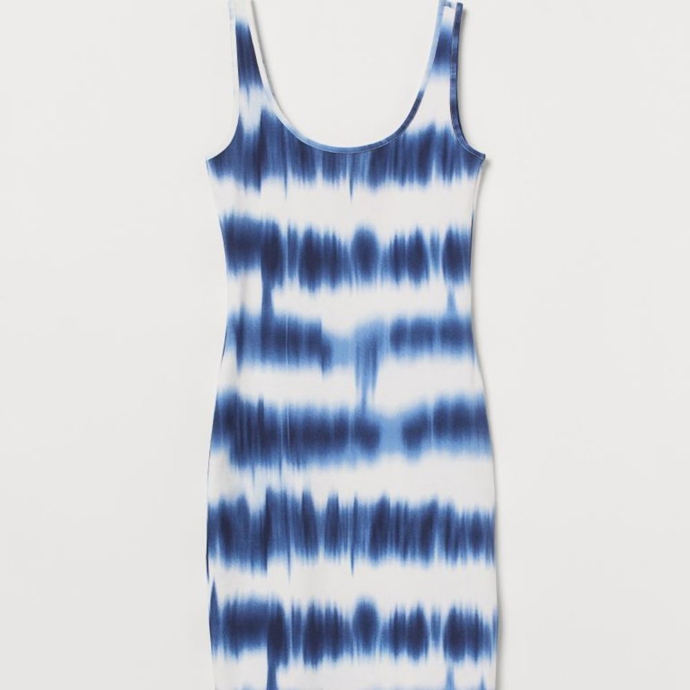 Blue & White Tie-dye Tank Dress